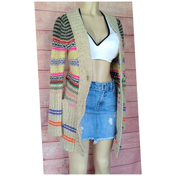 Free People Beige Geometric Cardigan Sweater - Picture 8 of 11